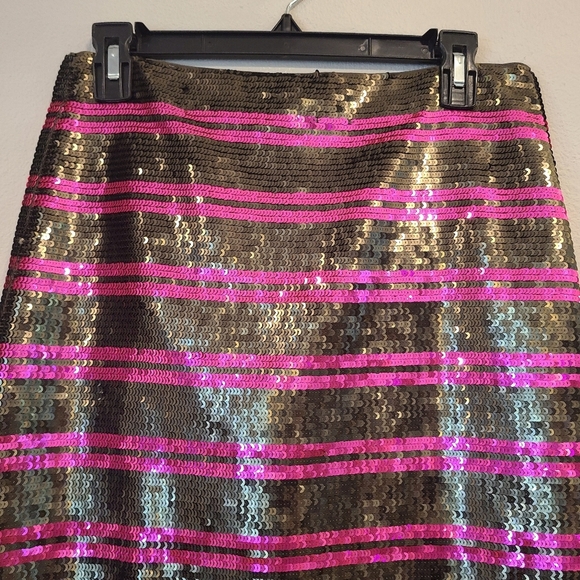 J Crew Pencil Skirt Sequin Stripe Brown & Pink Skirt - Picture 6 of 8